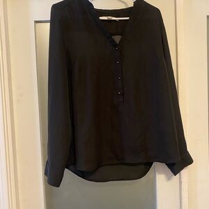 LC Lauren Conrad Black Buttoned Blouse